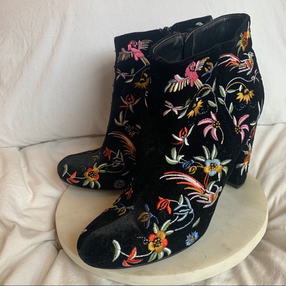 Lulus Embroidered Velvet Ankle Boot